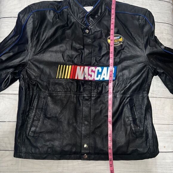 NASCAR Nextel Black Leather Bomber Jacket Coat Vintage RARE Embroidered sz Large - Picture 5 of 8